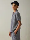 Reiss Navy 9-13 Yrs Zig-zag Cuban Collar Shirt