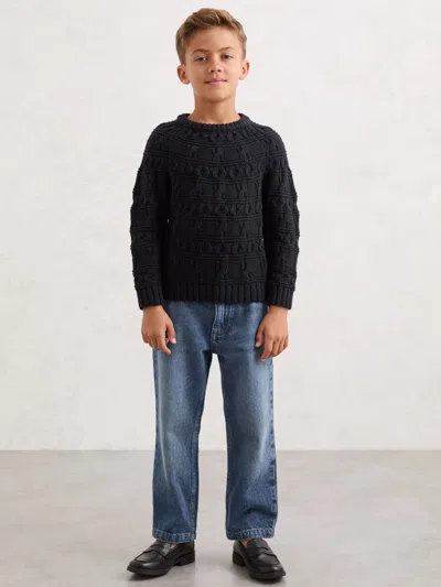 Reiss Kids' Navy Jumper In Black