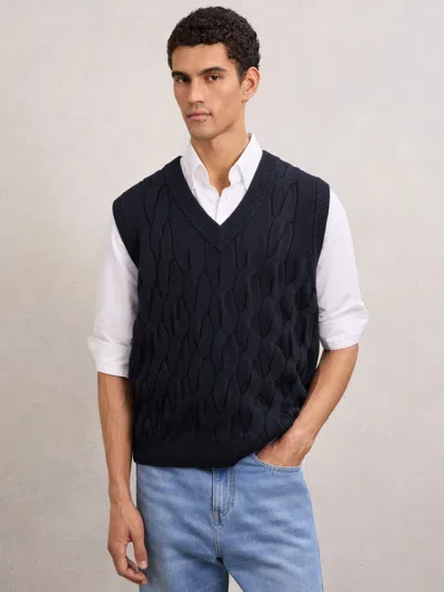 Reiss V Neck Sweater Vest In Blue