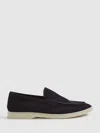 Reiss Navy Kason Suede Slip-on Loafers In Black