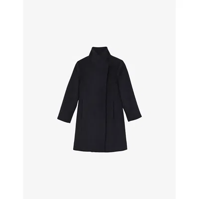 Reiss Kids' Navy Kia Funnel-neck Wool Coat 9 In Black