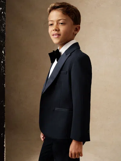 Reiss Navy Knightsbridge 3-9 Yrs Single-breasted Tuxedolazer Wool-blend In Blue