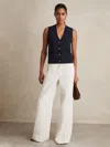 Reiss Navy Knitted Button Through Vest In Blue