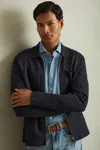 Reiss Navy Knitted Zip Through Jacket In Navy
