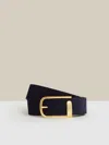 Reiss Navy Leather Half Keeper Belt