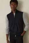 Reiss Navy Leeds Merino Wool Zip-through Gilet In Navy