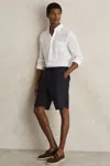 Reiss Navy Linen Drawstring Shorts