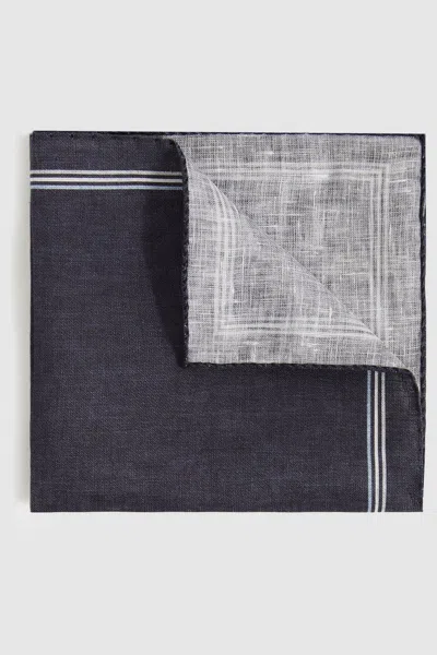 Reiss Navy Linen Pocket Square