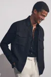 Reiss Eze Linen Twin Pocket Shirt Jacket In Black