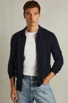 Reiss Navy Wool Cabled-knitted Cardigan In Navy