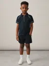 Reiss Navy 3-9 Yrs Cotton Textured Half-zip Polo Shirt