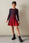 Reiss Navy Lou Junior Pleated Contrast Skater Dress In Navy