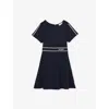 Reiss Navy 13-14 Yrs Interlock-jersey Logo-waistband Dress In Navy