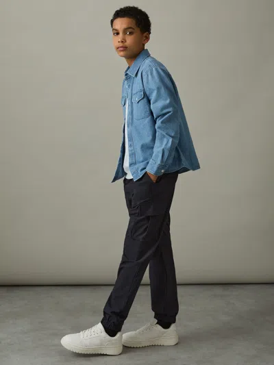 Reiss Navy Lucian 3-9 Yrs Technical Drawstring Cuffed Cargo Trousers