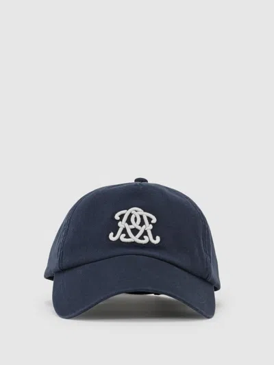 Reiss Navy Luzon Monogram-embroidered Baseball Cap In Blue