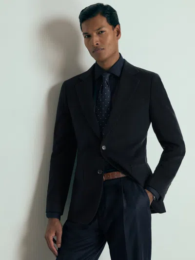 Reiss Navy Malpensa Atelier Single-breasted Suit Jacket In Black
