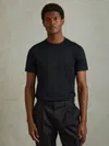 Reiss Navy Mercerised Cotton Crew Neck T-shirt In Blue