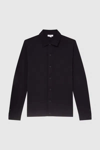 Reiss Langärmelige Strickjacke Aus Merinowolle In Navy