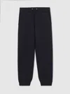 Reiss Navy Merino Wool Cuffed Joggers In Black