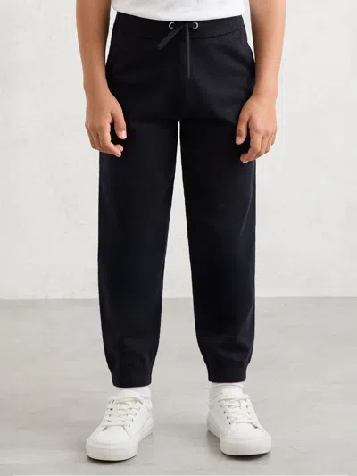 Reiss Navy Merino Wool Cuffed Joggers In Black