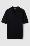 Reiss Duchie Merino Open Collar Polo Shirt In Navy