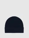 Reiss Navy Merino Wool Rib-knit Beanie In Blue