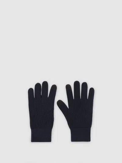 Reiss Navy Merino Wool Rib-knit Gloves In Black