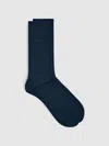 Reiss Navy Cotton-blend Logo Embroidery Socks In Blue