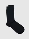 Reiss Navy Milo Cotton-blend Script-logo Socks In Black