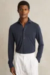 Reiss Navy Modal-blend Cutaway-collar Shirt Regular-fit In Blue