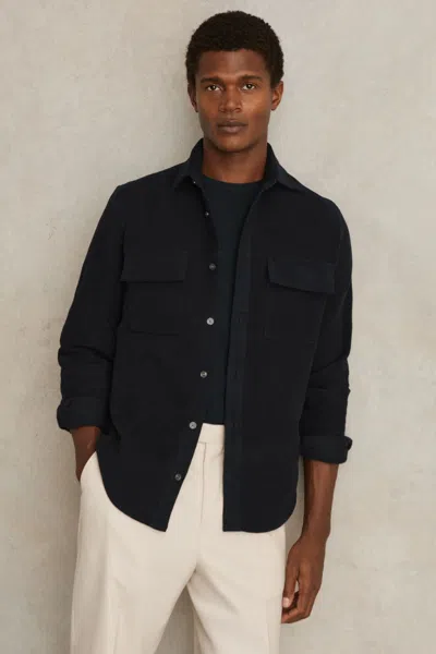 Reiss Camber Moleskin Twin Pocket Shirt Jacket In Black