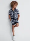 Reiss Navy Multi 3-9 Yrs Knitted Elasticated Waistband Shorts