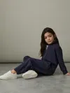 Reiss Navy 9-13 Yrs Jersey High Collar Jumpsuit