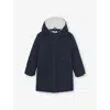 Reiss Navy Fleece-trim Hooded Puffer Jacket In Blue