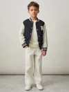 Reiss Navy/ Off White 3-9 Yrs Colour-block Varsity Bomber Jacket In Blue