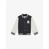 Reiss Navy/ Off White 13-14 Yrs Colour-block Varsity Bomber Jacket In Blue