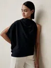 Reiss Navy One-shoulder Draped Top In Black