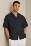 Reiss Navy Organza Twin-pocket Oversize Shirt