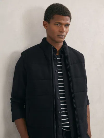 Reiss Navy Rib-knit Zip-through Gilet In Black