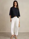Reiss Navy Oversized Cotton Crew Neck T-shirt In Blue