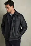 Reiss Navy Padded Technical Press-stud Overshirt