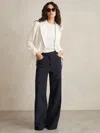 Reiss Navy Palazzo Tailored Trousers In Blue