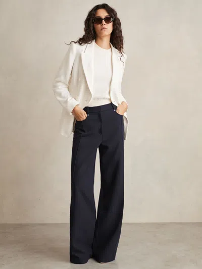 Reiss Navy Palazzo Tailored Trousers