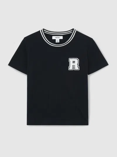 Reiss Navy 13-14 Yrs Cotton Letter-patch T-shirt