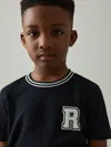 Reiss Navy 9-13 Yrs Cotton Letter Patch T-shirt
