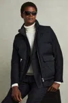 Reiss Navy Patch Pocket Quilted Gilet In Navy