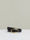 Reiss Navy Patent Leather Oval Buckle Belt In Blue