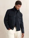 Reiss Navy Perisil Wool Blend Twin Pocket Zipped Jacket In Black