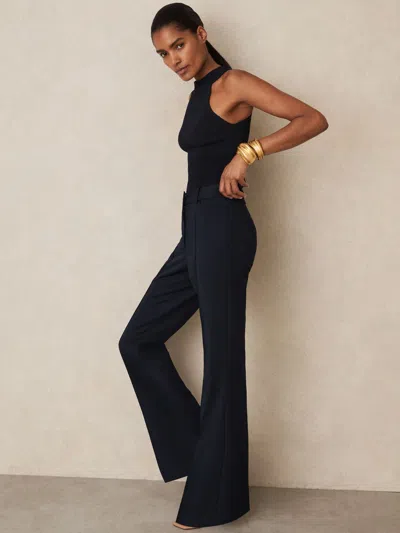 Reiss Navy Petite Flared Suit Trousers