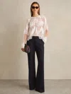 Reiss Navy Petite Flared Tailored Trousers In Blue